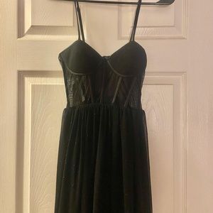 Regal Flirt Black Mesh Sleeveless Bustier Maxi